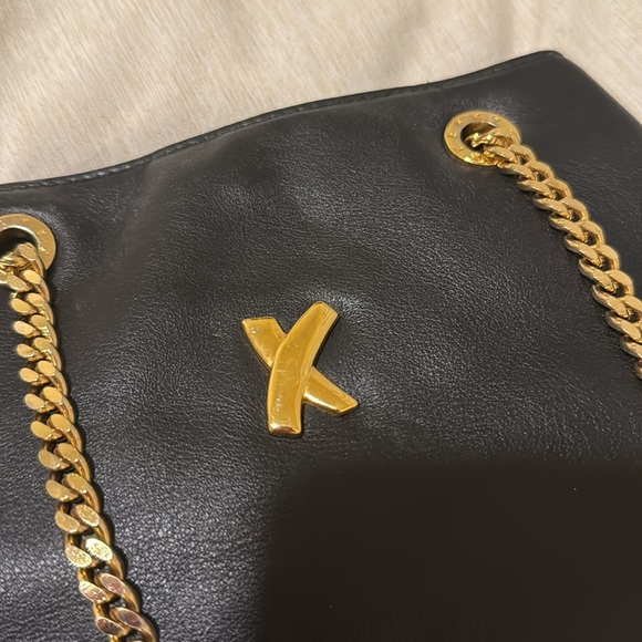 Paloma Picasso Black Leather Shoulder Bag with Gold Chain - Picture 10 of 11